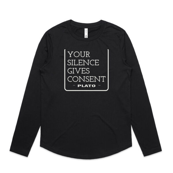 YOUR SILENCE GIVES CONSENT-Womens Curve Longsleeve Tee Thumbnail